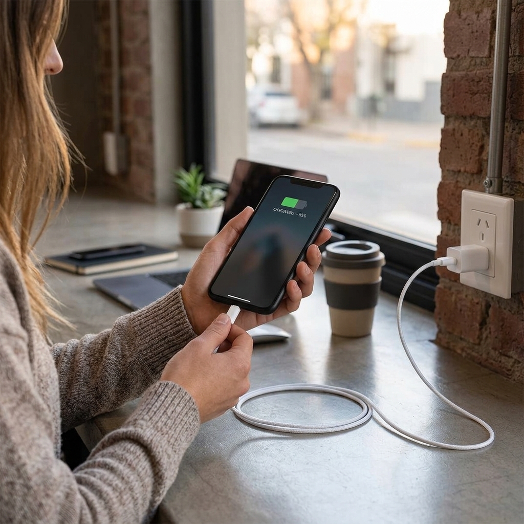 Cable USB-A a USB-C SalvaD&iacute;a en uso